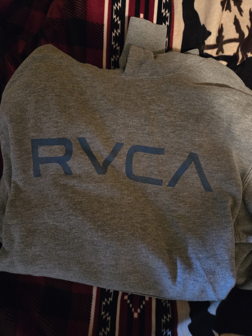 RVCA Gray Crewneck Sweatshirt with Navy Logo